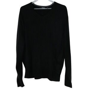 Murano Mens Black V-Neck Long Sleeve Knit‎ Sweater XL Solid Pullover